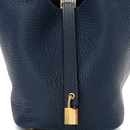 Hermes Taurillon Clemence Picotin Lock 18 PM Bleu De Prusse 7 of 10