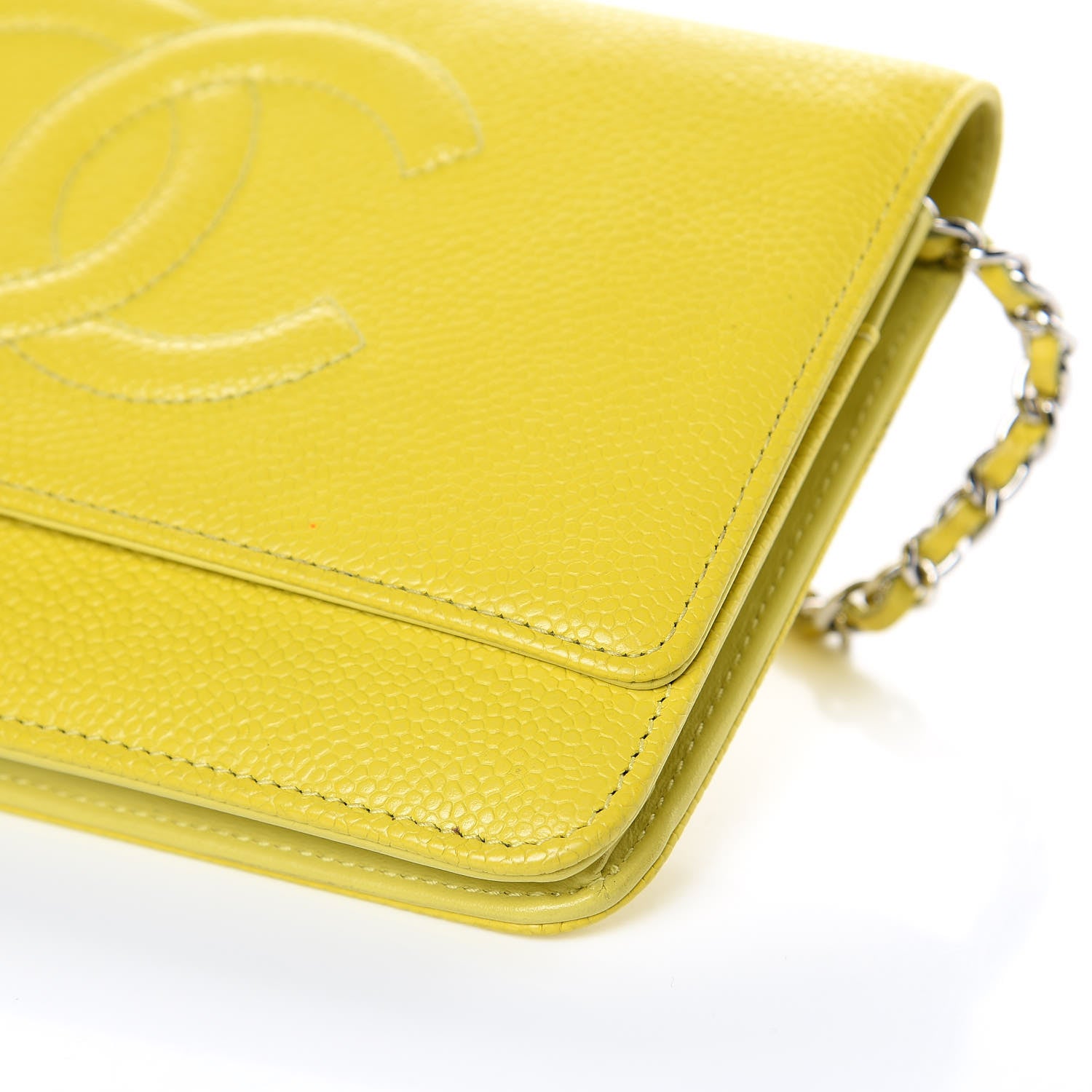 Chanel Caviar Timeless CC Wallet on Chain WOC Yellow 10 of 17