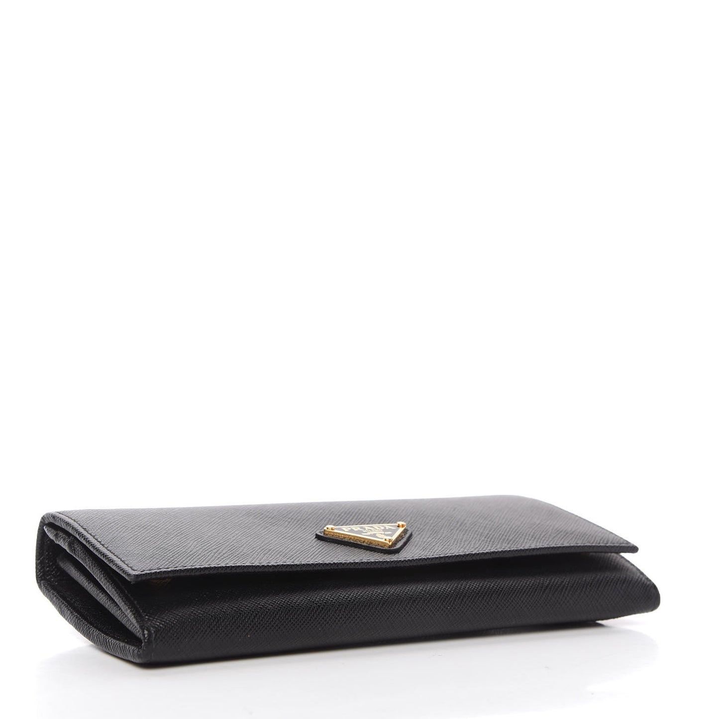 Saffiano Triangle Logo Continental Flap Travel Wallet Black