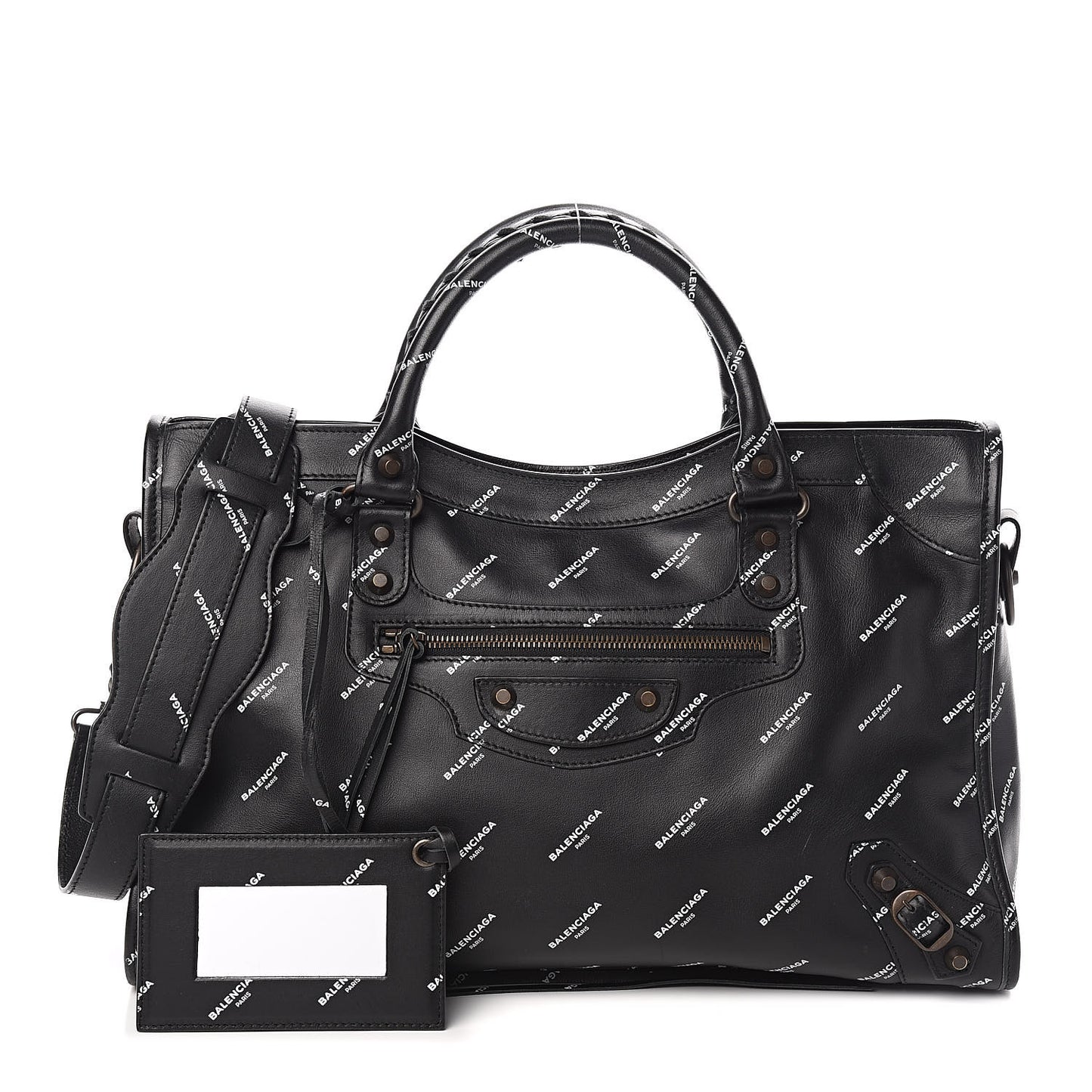 Veau Allover Logo Classic Hardware City Black White