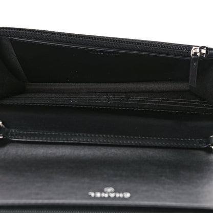 Chanel Caviar Camellia Embossed Wallet On Chain WOC Black 6 of 10