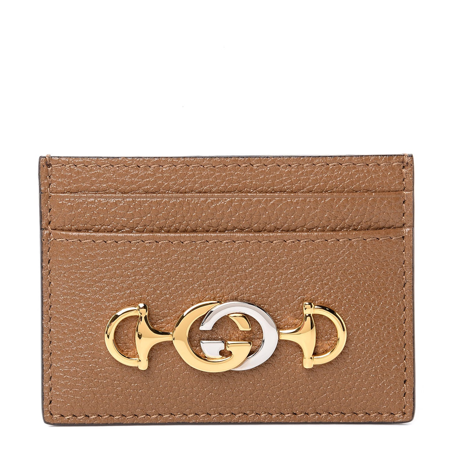 Grainy Calfskin Zumi Card Holder Friky Taupe