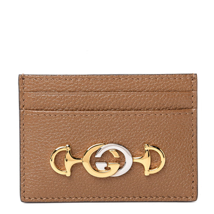 Gucci Grainy Calfskin Zumi Card Holder Friky Taupe 1 of 6