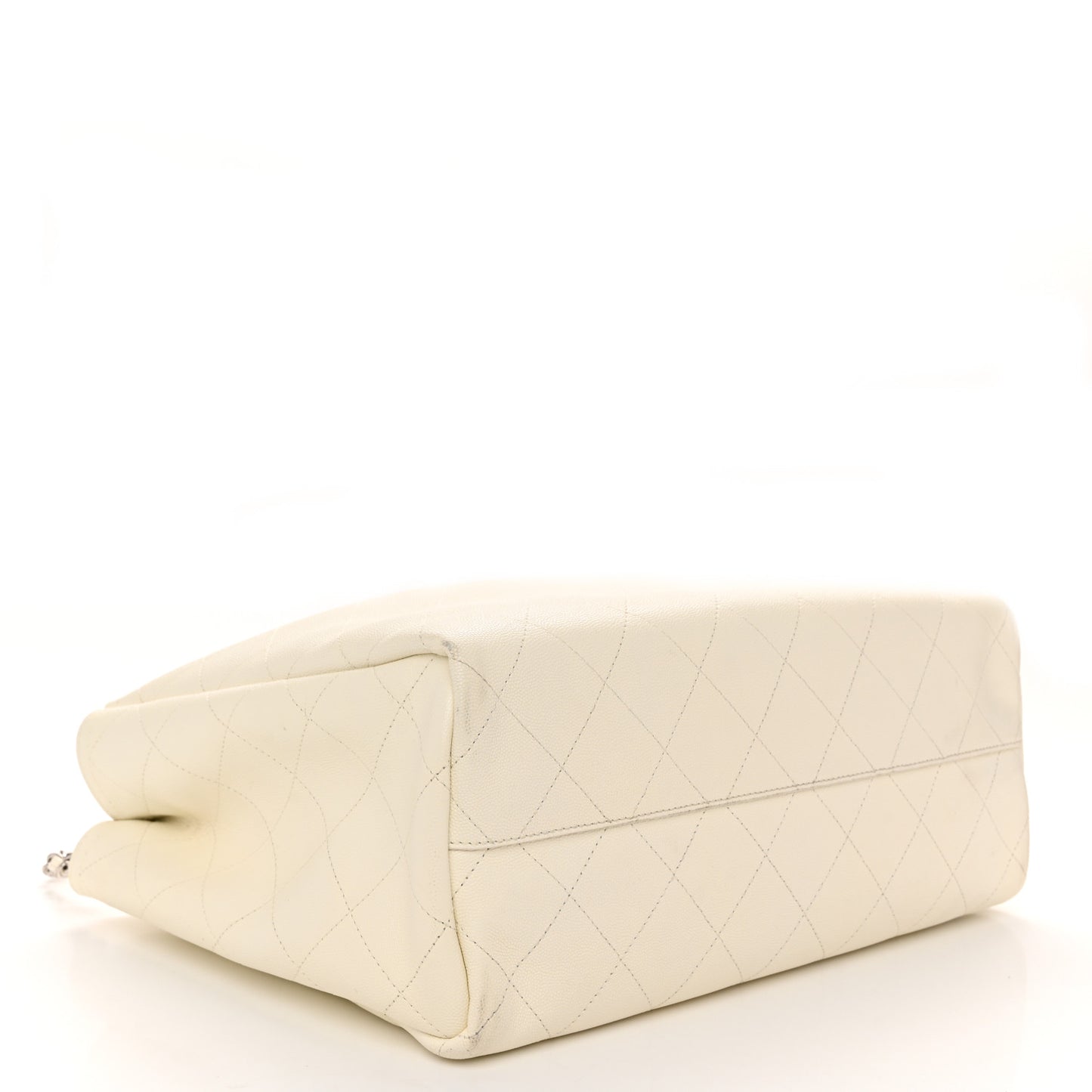 Caviar Stitched Large Shopping Tote White
