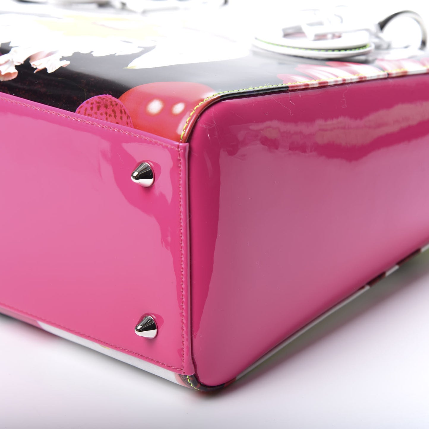 X MARC QUINN Glazed Patent Calfskin Art Medium Lady Dior Pink Multicolor