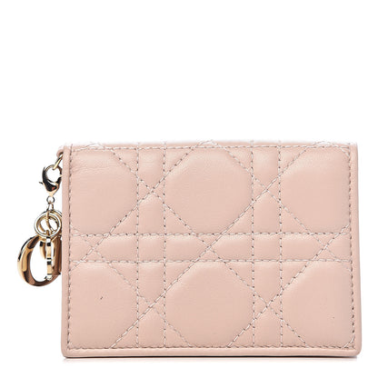Christian Dior Lambskin Cannage Small Lady Dior Flap Card Holder Light Pink 1 of 8