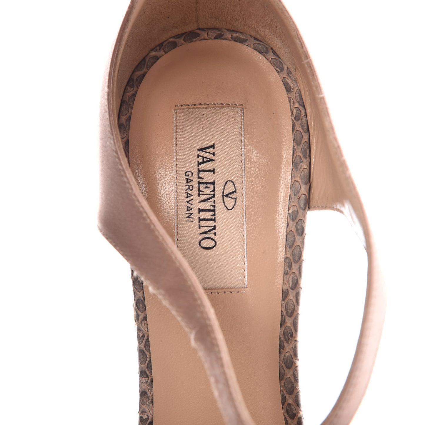 Snakeskin Satin 3D Flower Sandals Pumps 37.5 Poudre