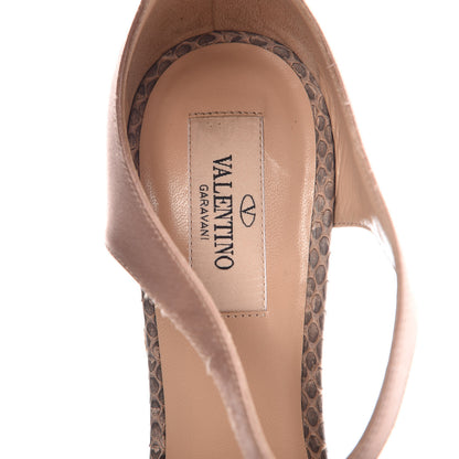 Valentino Garavani Snakeskin Satin 3D Flower Sandals Pumps 37.5 Poudre 8 of 12