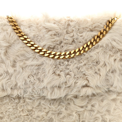 Celine Shearling Gourmette Shoulder Bag Cream 8 of 10