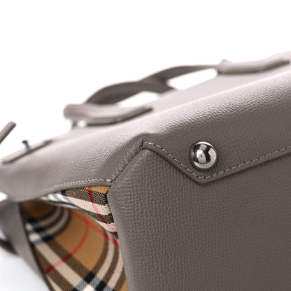Burberry Derby Calfskin House Check Medium Banner Tote Thistle Grey 11 of 14