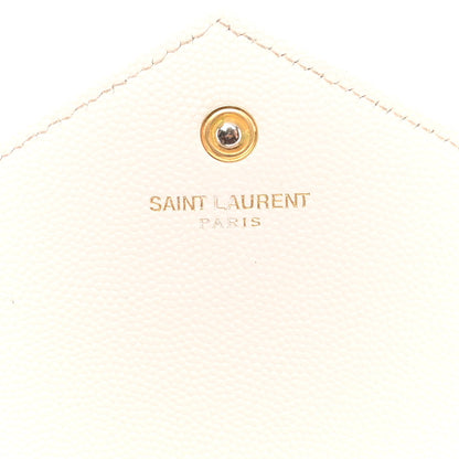 Saint Laurent Grain De Poudre Matelasse Chevron Monogram Chain Wallet Crema Soft 5 of 12