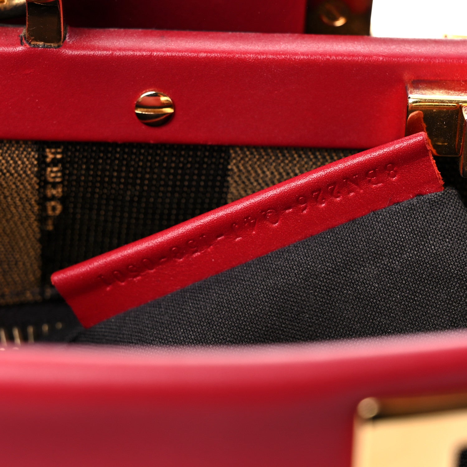 Fendi Vitello Morgan Fabric Jacquard Pequin Medium Peekaboo Iconic Satchel Mattone Tobacco Black 8 of 25