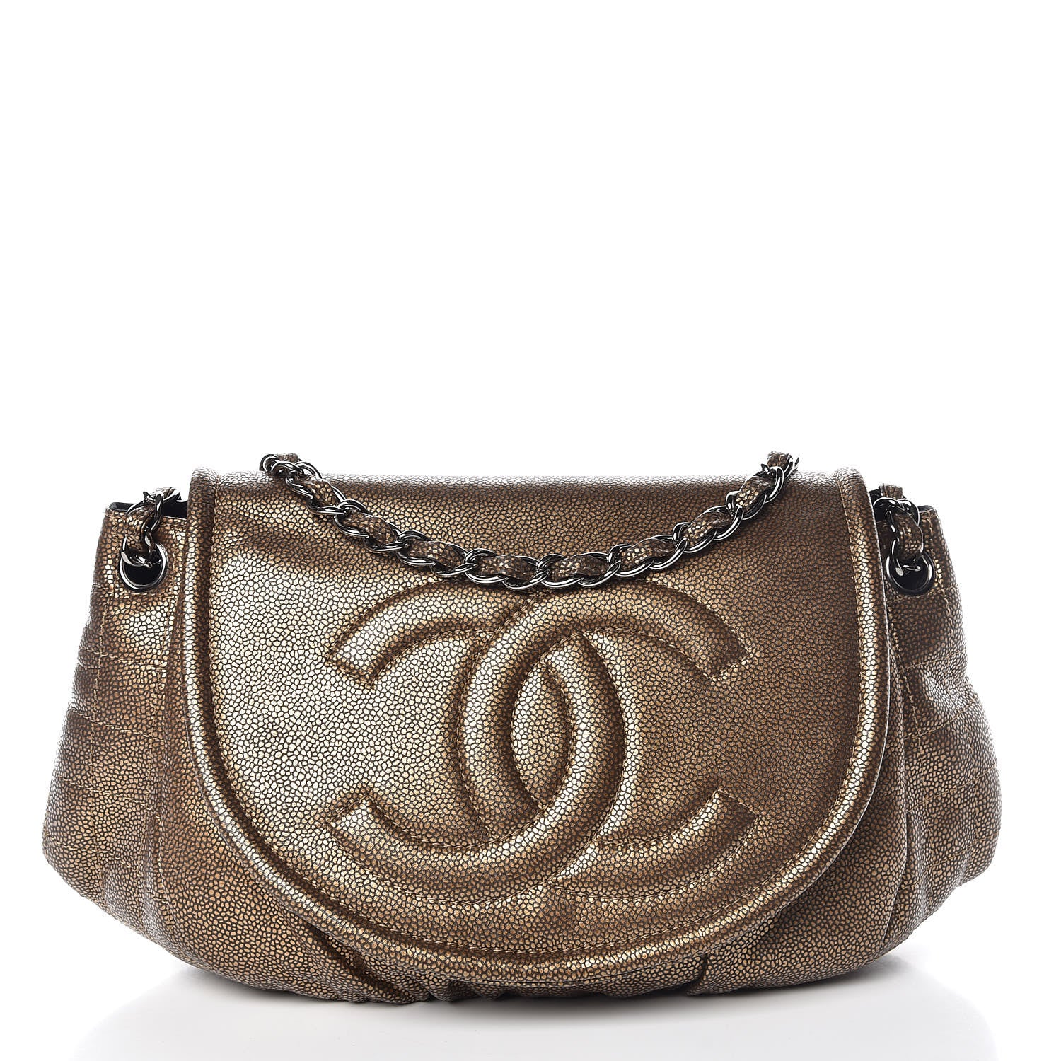 Chanel Metallic Caviar Half Moon Large Flap Bronze 1 of 9