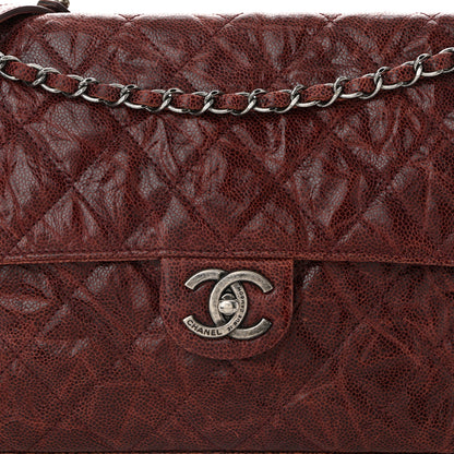 Chanel Crumpled Grained Calfskin Jumbo CC Crave Flap Burgundy 8 of 11