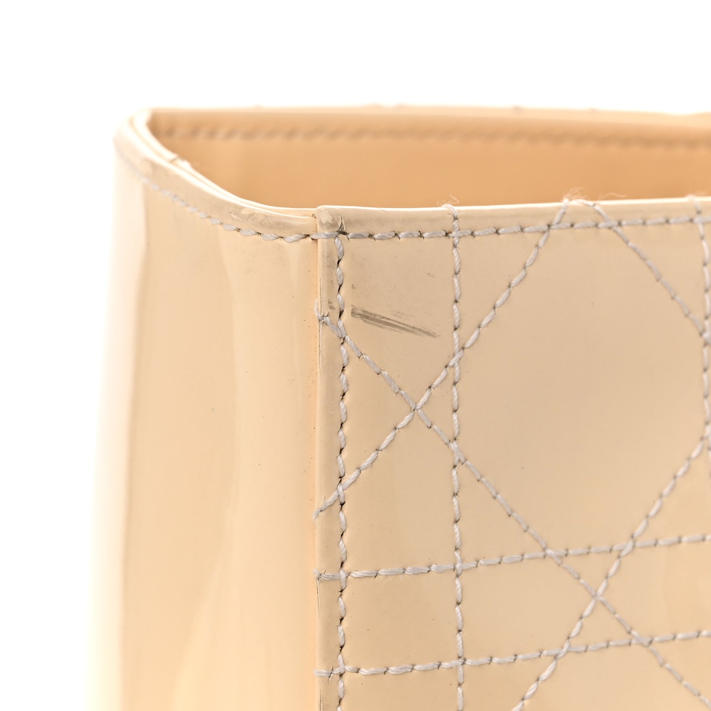Patent Cannage Stitched Large Lady Dior Beige