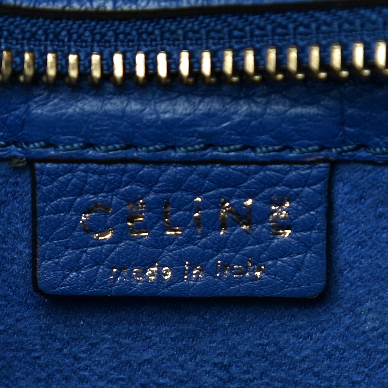 Celine Drummed Calfskin Nano Luggage Indigo 10 of 11