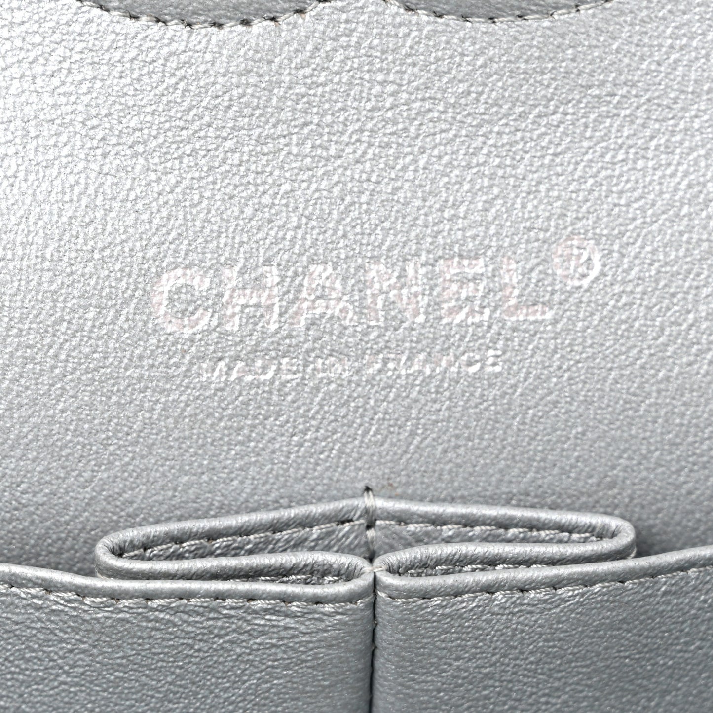 Metallic Lambskin Quilted Medium Double Flap Silver