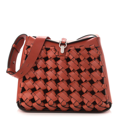 Salvatore Ferragamo Woven Calfskin New Line Shoulder Bag Copper Bronze 1 of 15