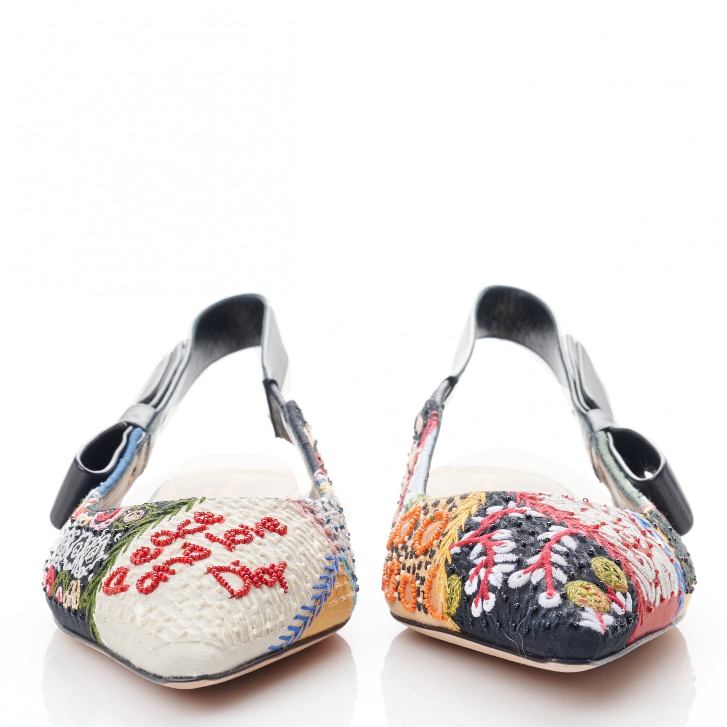 Patch Embroidered Sweet D Sling-Back Flats 38.5 Multicolor