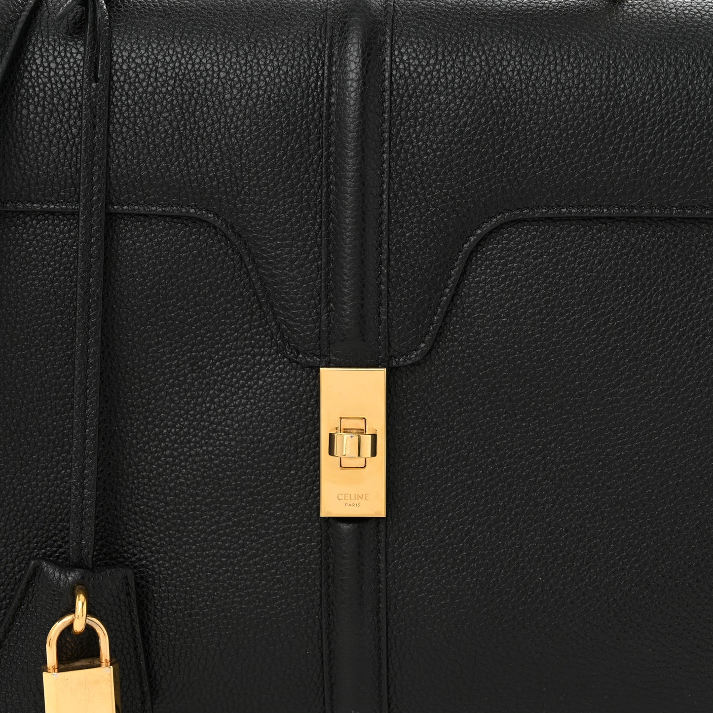 Grained Calfskin Classique 16 Top Handle Bag Black