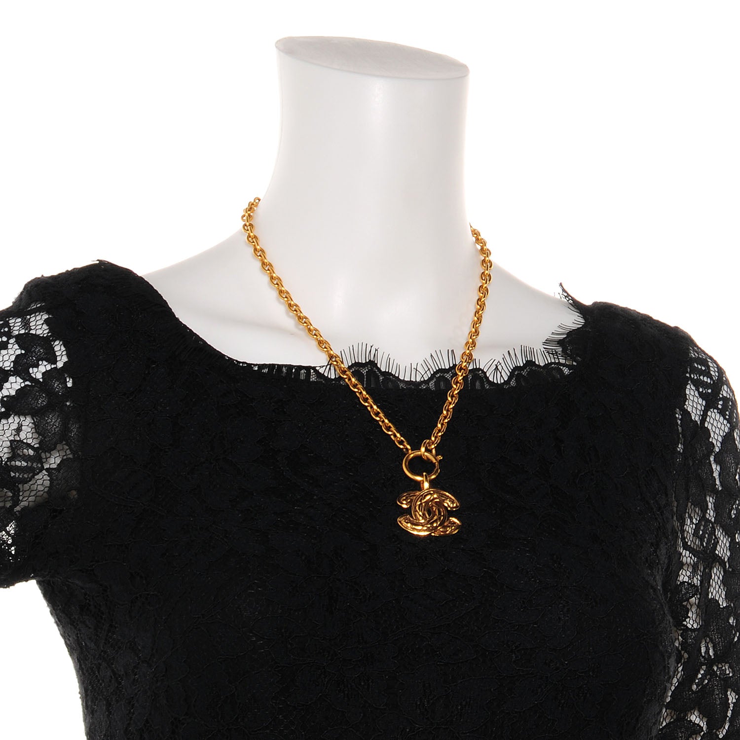 Chanel Quilted CC Necklace Gold 2 of 4