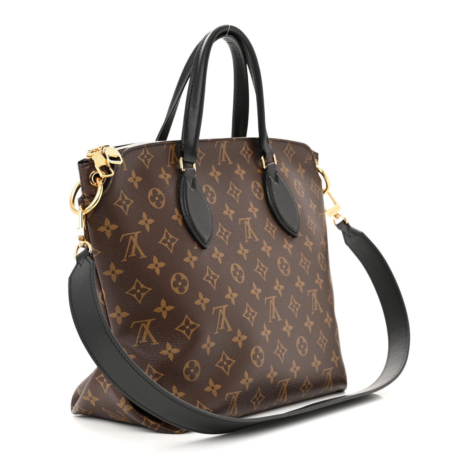 Louis Vuitton Monogram Flower Zipped Tote MM Black 3 of 10
