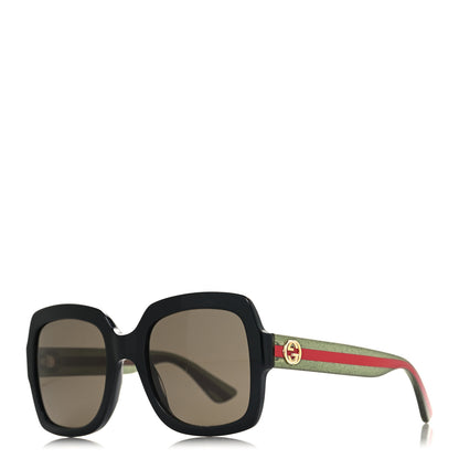 Gucci Acetate Square Frame Web Glitter Sunglasses GG0036S Black Green 1 of 7