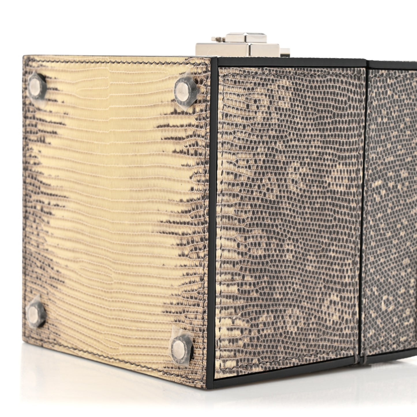 Lizard Mini Vanity Case Clutch Ivory