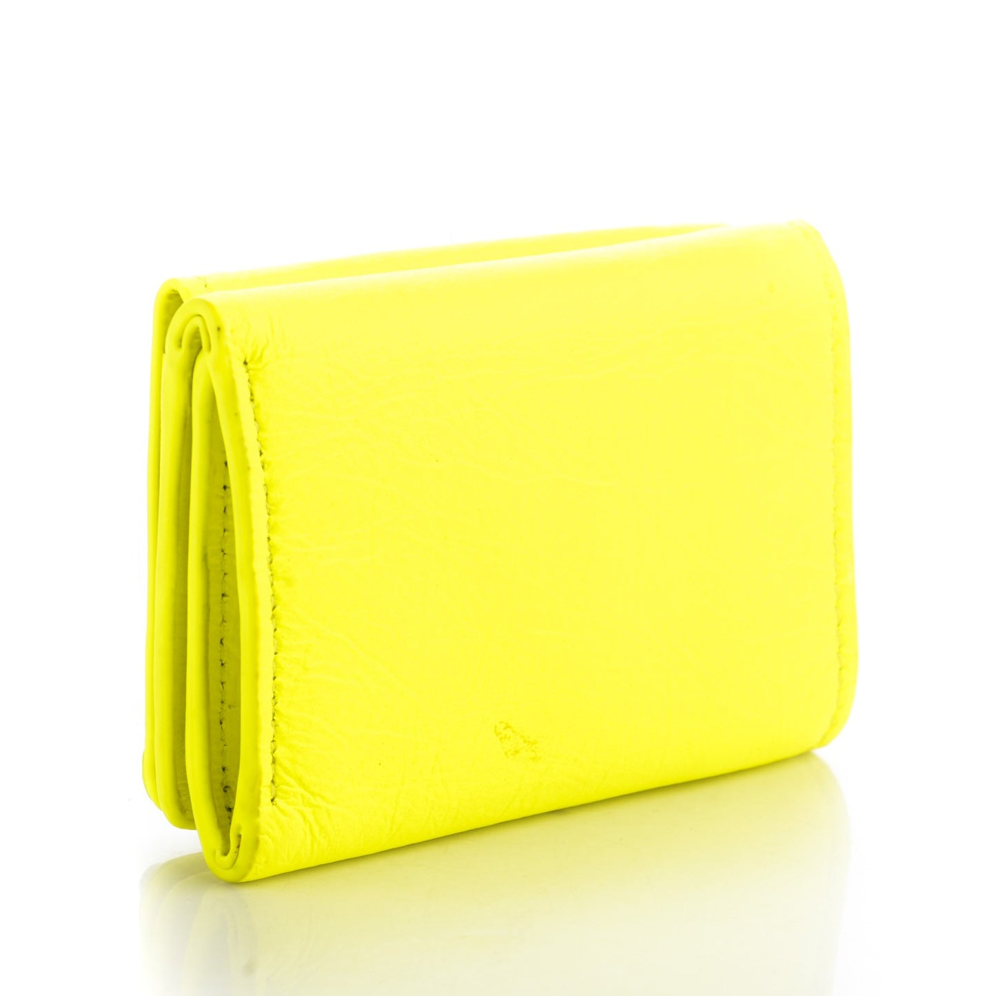 Agneau Arena Classic Hardware Mini Wallet Jaune Fluo