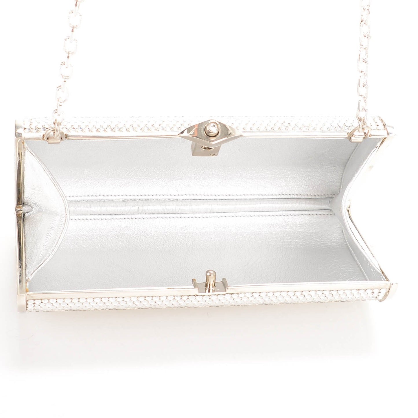 Swarovski Crystal Minaudiere Clutch Silver