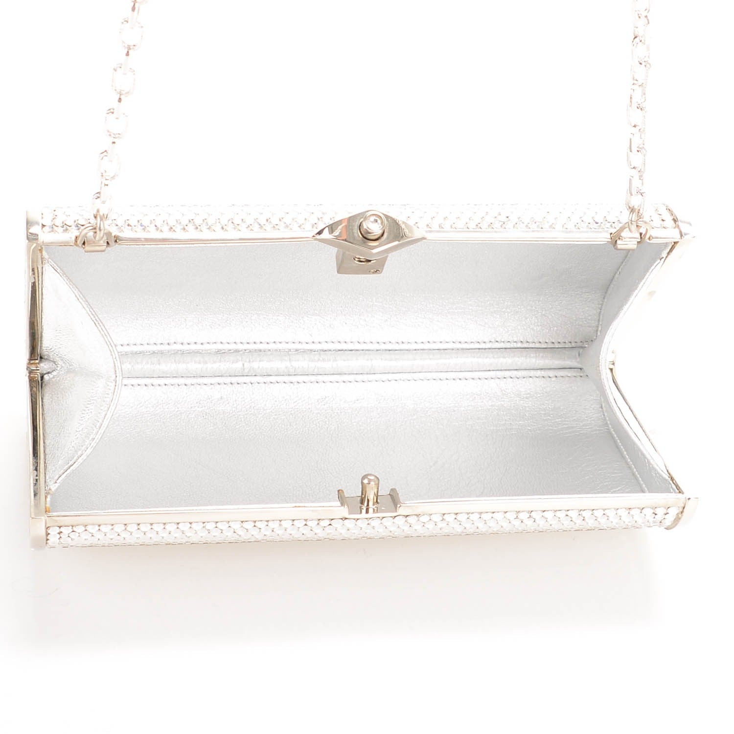 Judith Leiber Swarovski Crystal Minaudiere Clutch Silver 5 of 6
