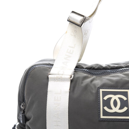 Chanel Nylon Sport Logo Duffel Grey White 11 of 11