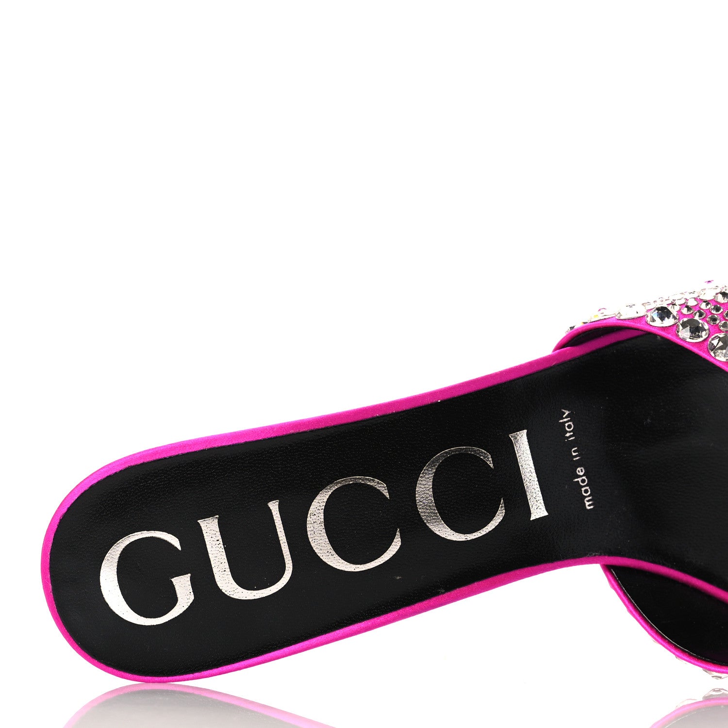 Gucci Satin Crystal 65mm Slide Sandals 37 Fuchsia 8 of 9