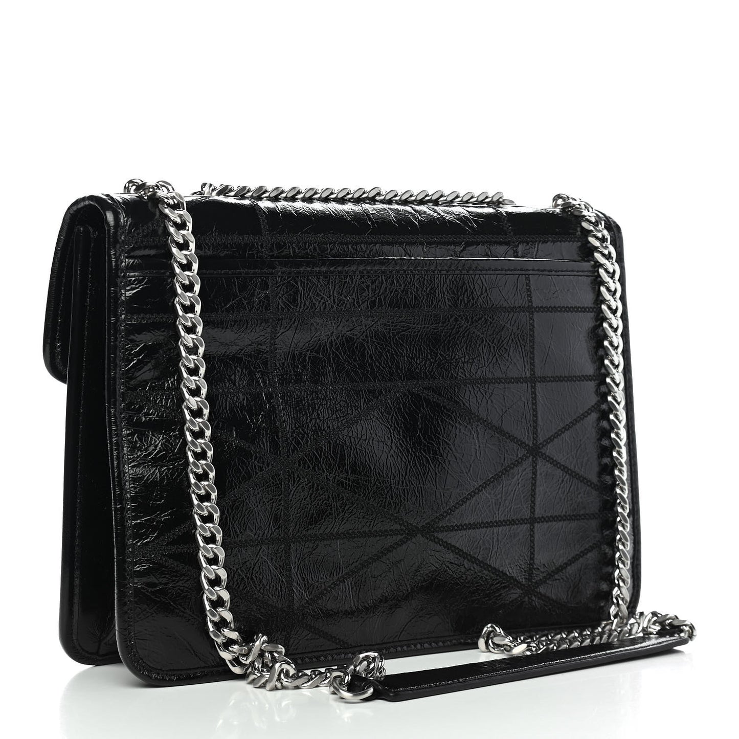 Calfskin Quilted Large Mena Shoulder Bag Black