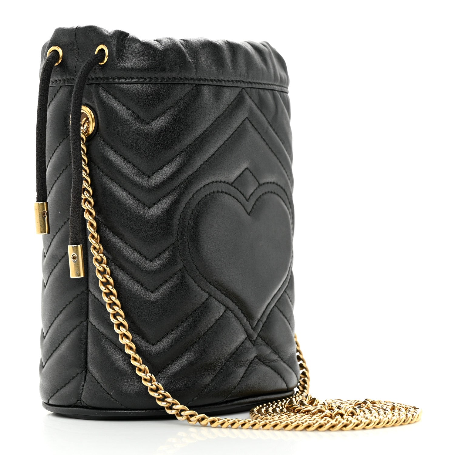Gucci Calfskin Matelasse Mini GG Marmont 2.0 Bucket Bag Black 3 of 14