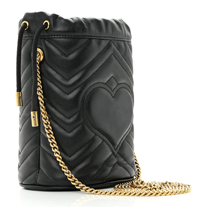 Gucci Calfskin Matelasse Mini GG Marmont 2.0 Bucket Bag Black 3 of 14