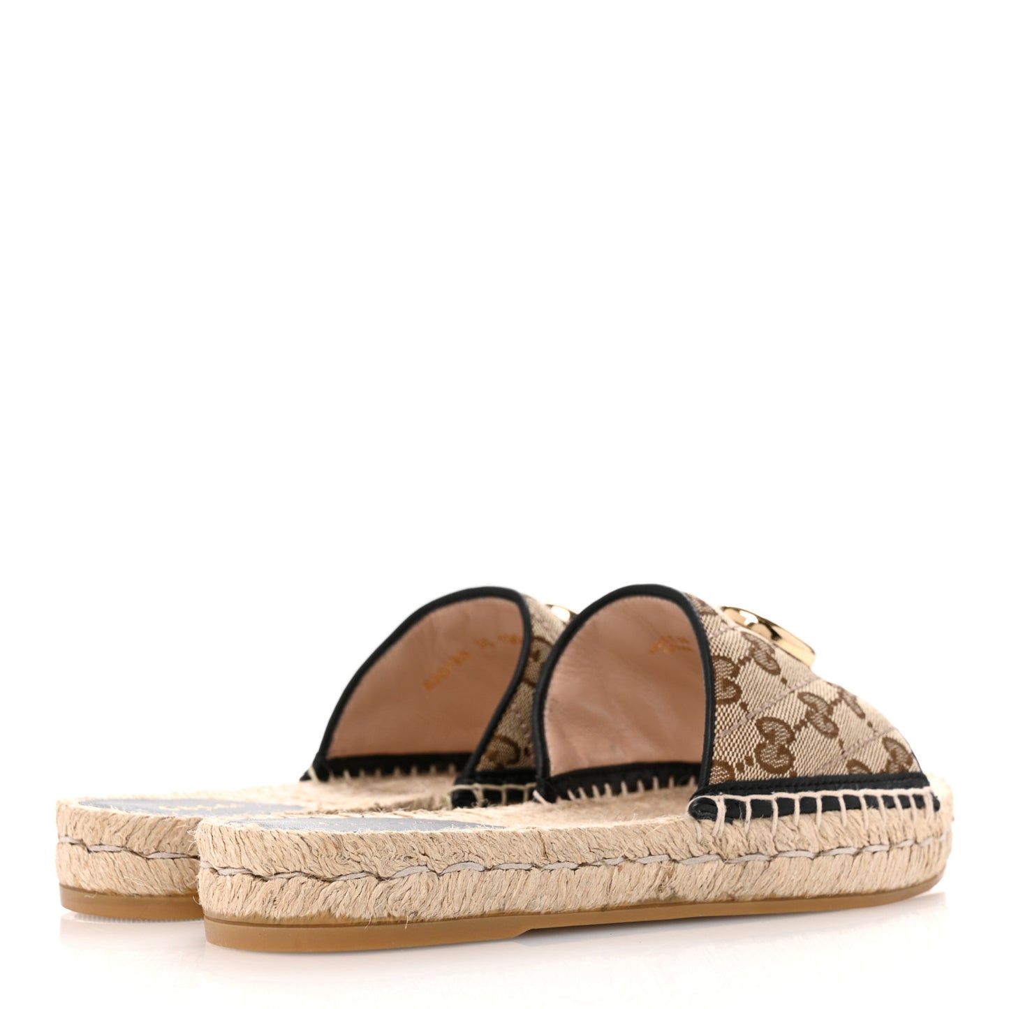 Monogram Matelasse GG Marmont Espadrille 20mm Slide Sandals 35 Beige Ebony Black