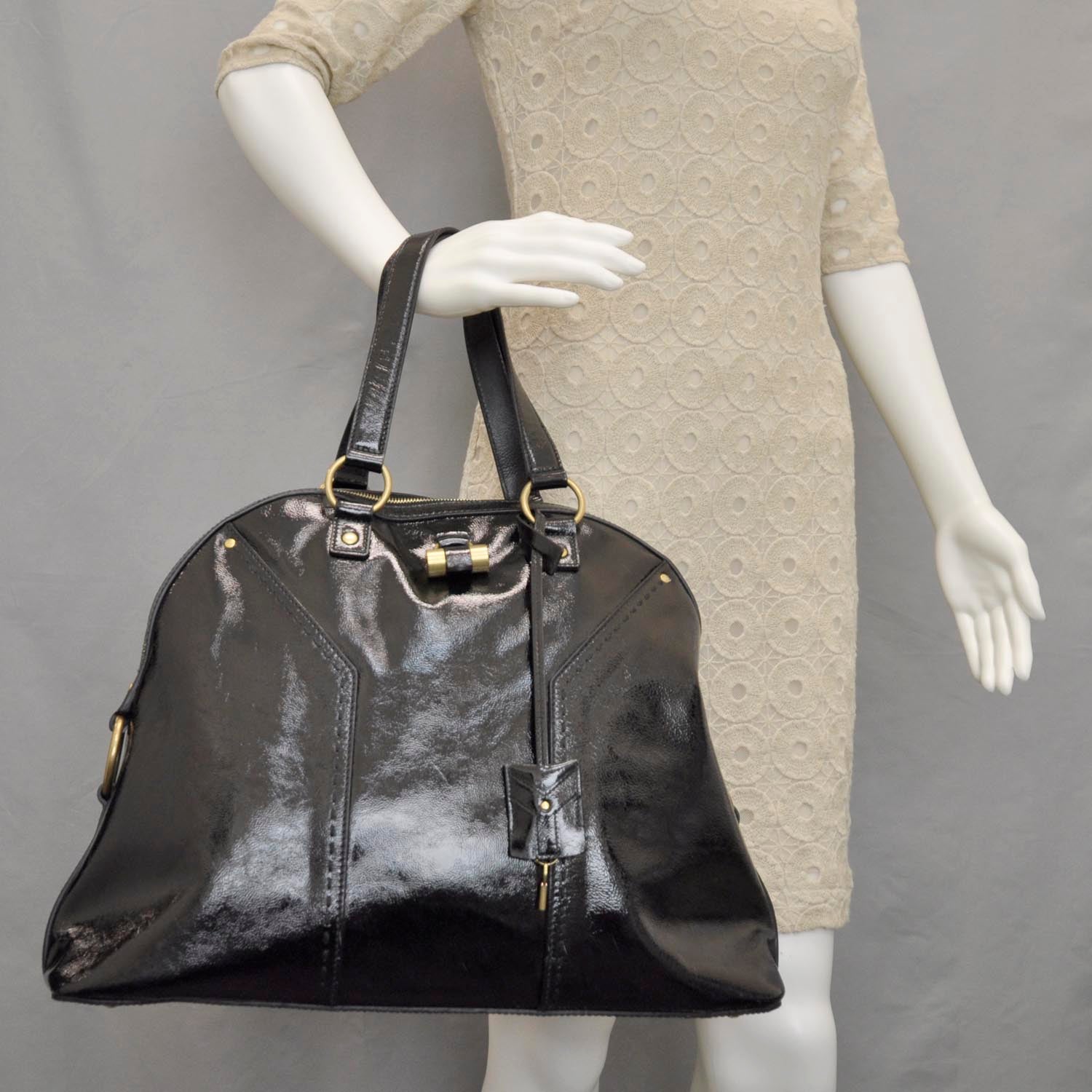 Saint Laurent Patent Leather Oversized Muse Black 2 of 9