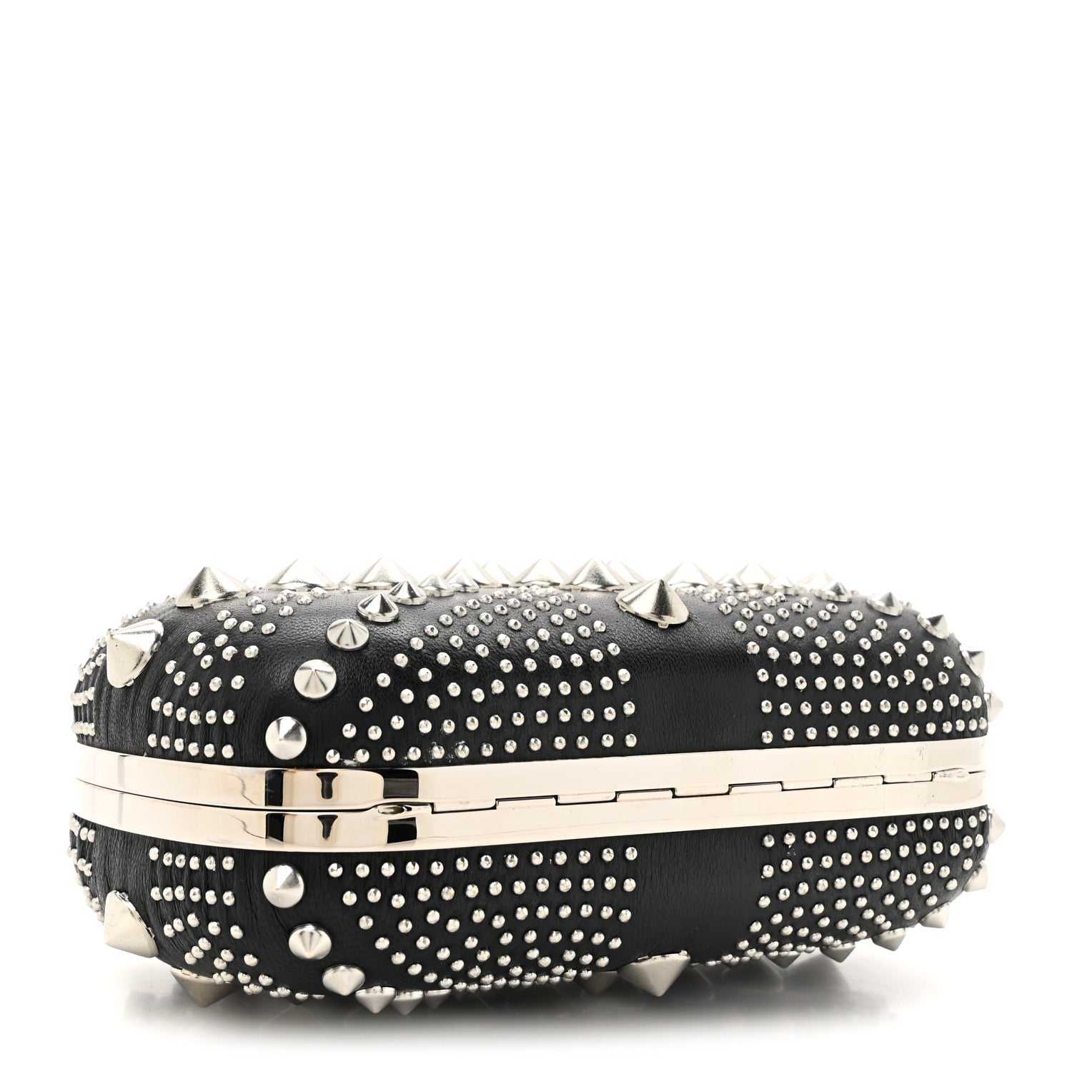 Alexander McQueen Calfskin Studded Britannia Skull Box Clutch Black 4 of 8
