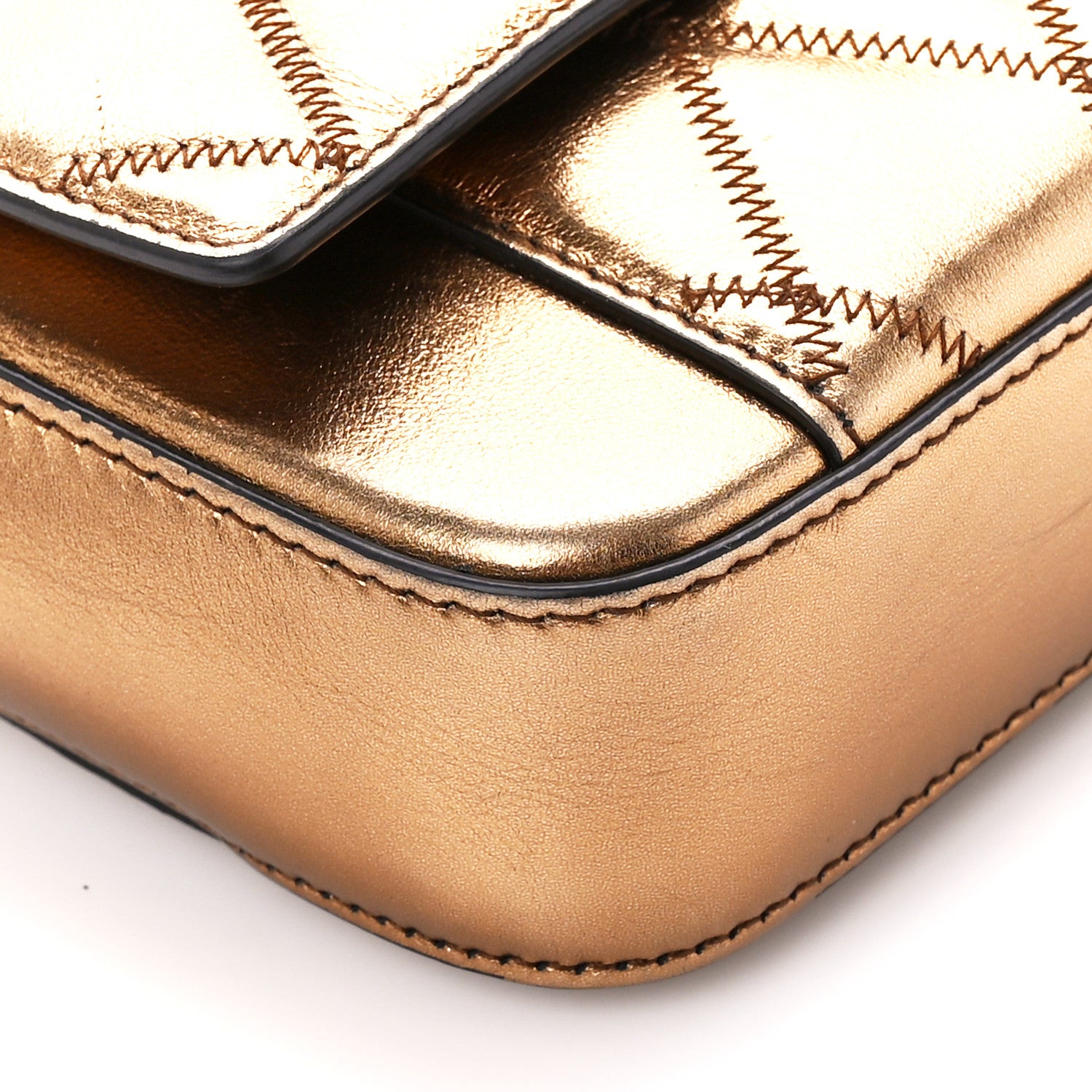 Givenchy Metallic Goatskin Quilted GV3 Mini Pocket Convertible Bag Gold 10 of 12