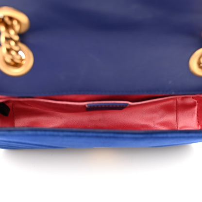 Gucci Velvet Matelasse Mini GG Marmont Shoulder Bag Cobalt Blue 5 of 12