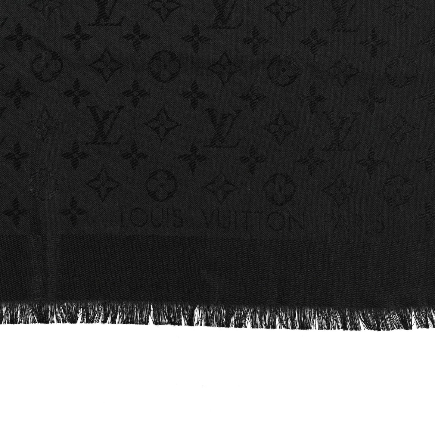 Silk Wool Monogram Shawl Black