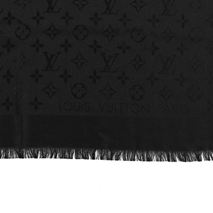 Louis Vuitton Silk Wool Monogram Shawl Black 2 of 4