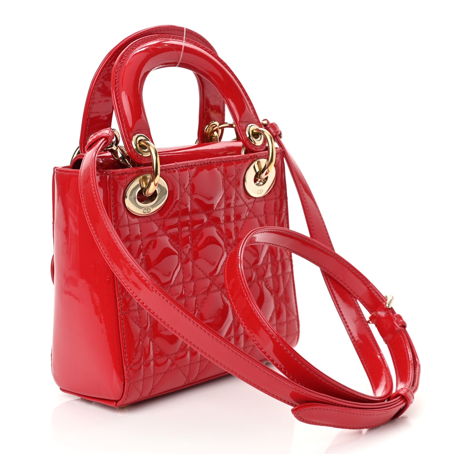 Patent Cannage Mini Lady Dior Red