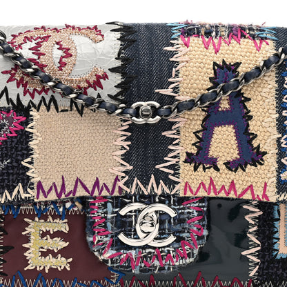 Chanel Denim Tweed Patchwork Jumbo Single Flap Multicolor 8 of 10