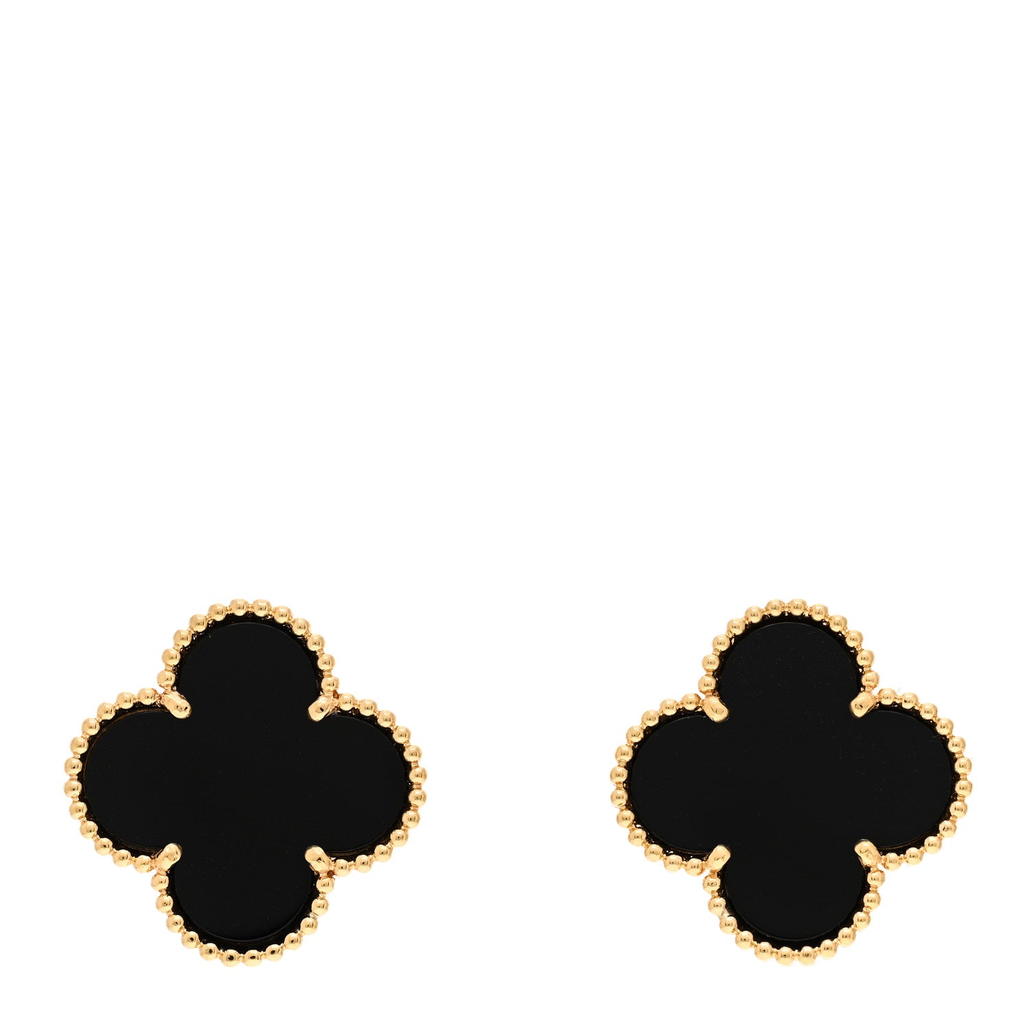 Van Cleef & Arpels 18K Yellow Gold Black Onyx Magic Alhambra Earrings 1 of 4