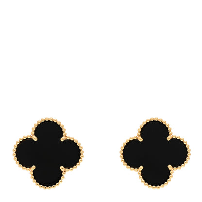 Van Cleef & Arpels 18K Yellow Gold Black Onyx Magic Alhambra Earrings 1 of 4