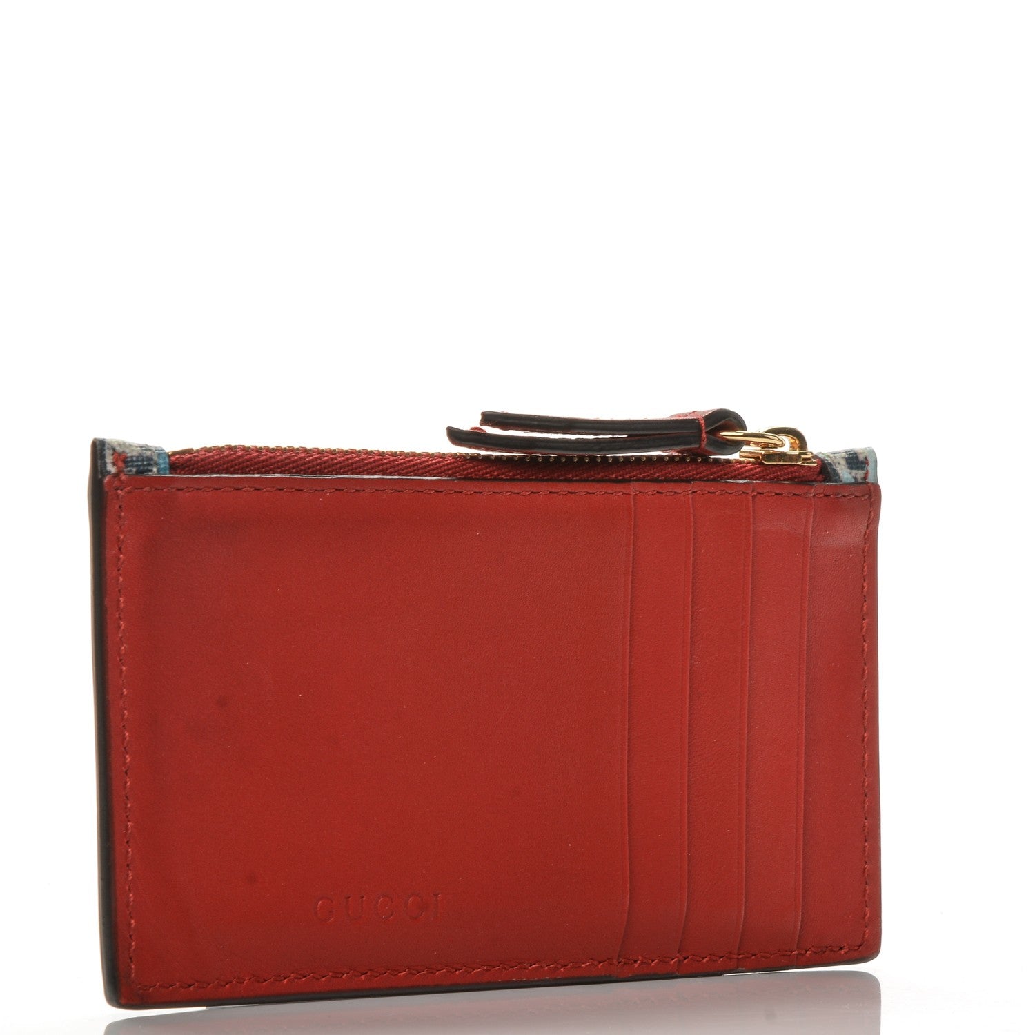 Gucci GG Supreme Monogram Blooms Coin Case Card Holder Beige Blue Navy Hibiscus Red 3 of 6