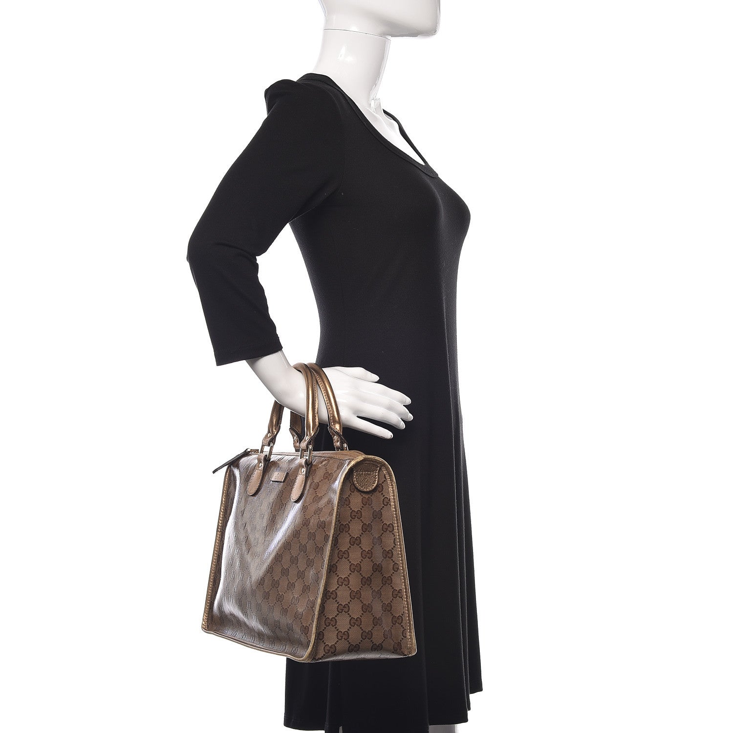 Gucci Crystal Monogram Medium Joy Tote Bag Gold 2 of 12