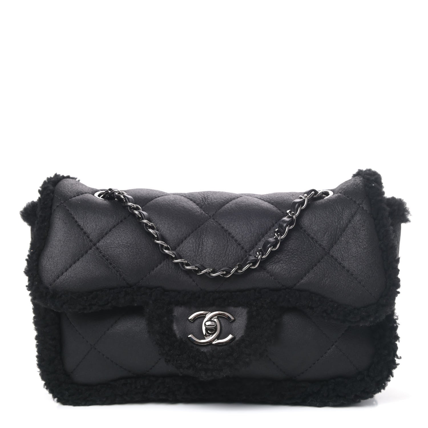 Chanel Shearling Quilted Medium Single Flap Black 1 of 4